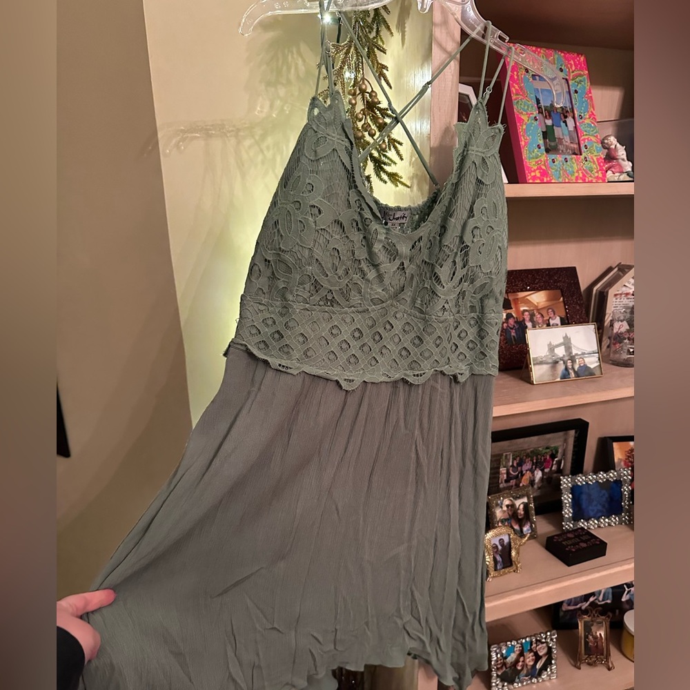 Green embroidered dress in 3X